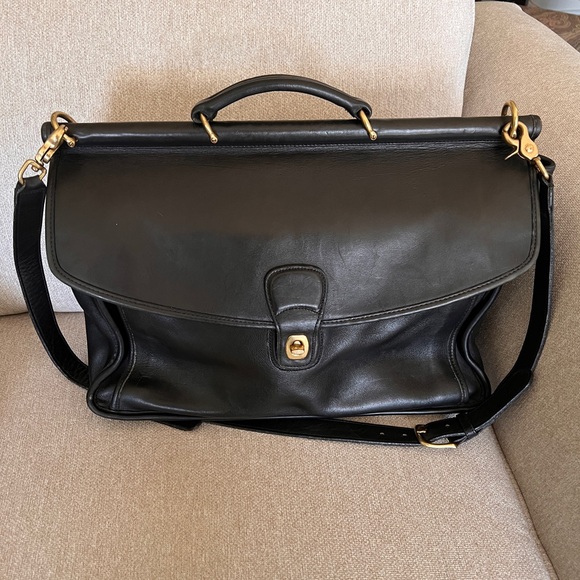 Coach Handbags - Coach Beekman Leather Briefcase Messenger Laptop Bag Black w/ Strap 5266 VTG